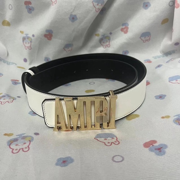 AMIRI | Accessories | Amiri Gold Logo Buckle White Belt | Poshmark